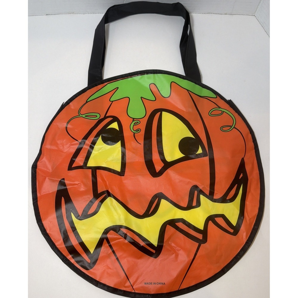 Vintage Trick Or Treat Bag Jack O Lantern Pumpkin Reusable Vinyl
